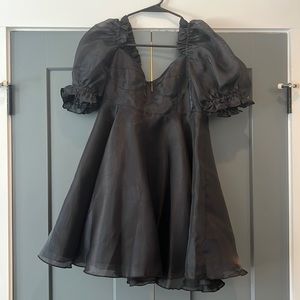 Selkie Puff Dress with corset top - black